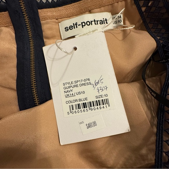 NWT Self-Portrait Navy Guipure Lace Maxi Dress - Size: 10 US - Picture 9 of 12